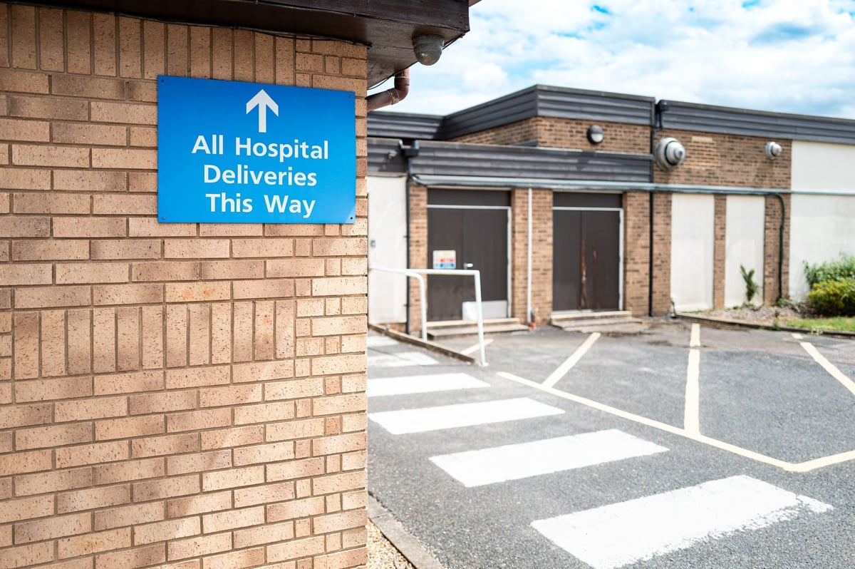 Hospital delivery signage marking the route for clinical and pharmacy deliveries